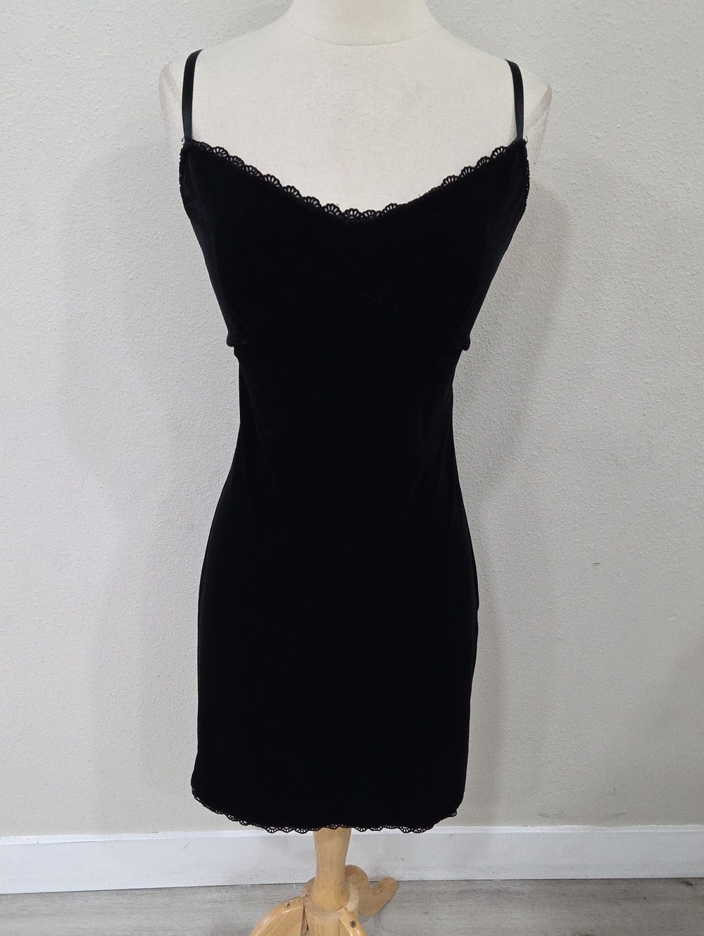 Betsey Johnson Black Velvet Slip Mini Dress